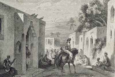 Street in a Zanzibar town, 1860s by French School